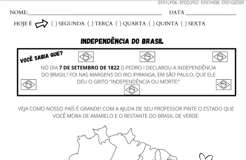 atividade independência do Brasil formando palavras